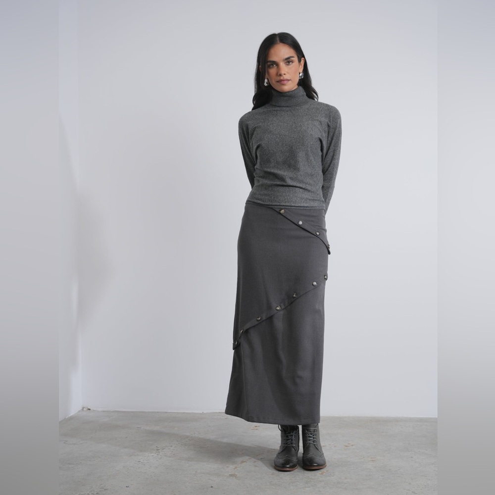 Udel Grey Button Tailored Structured Chic High-Wa… - image 2